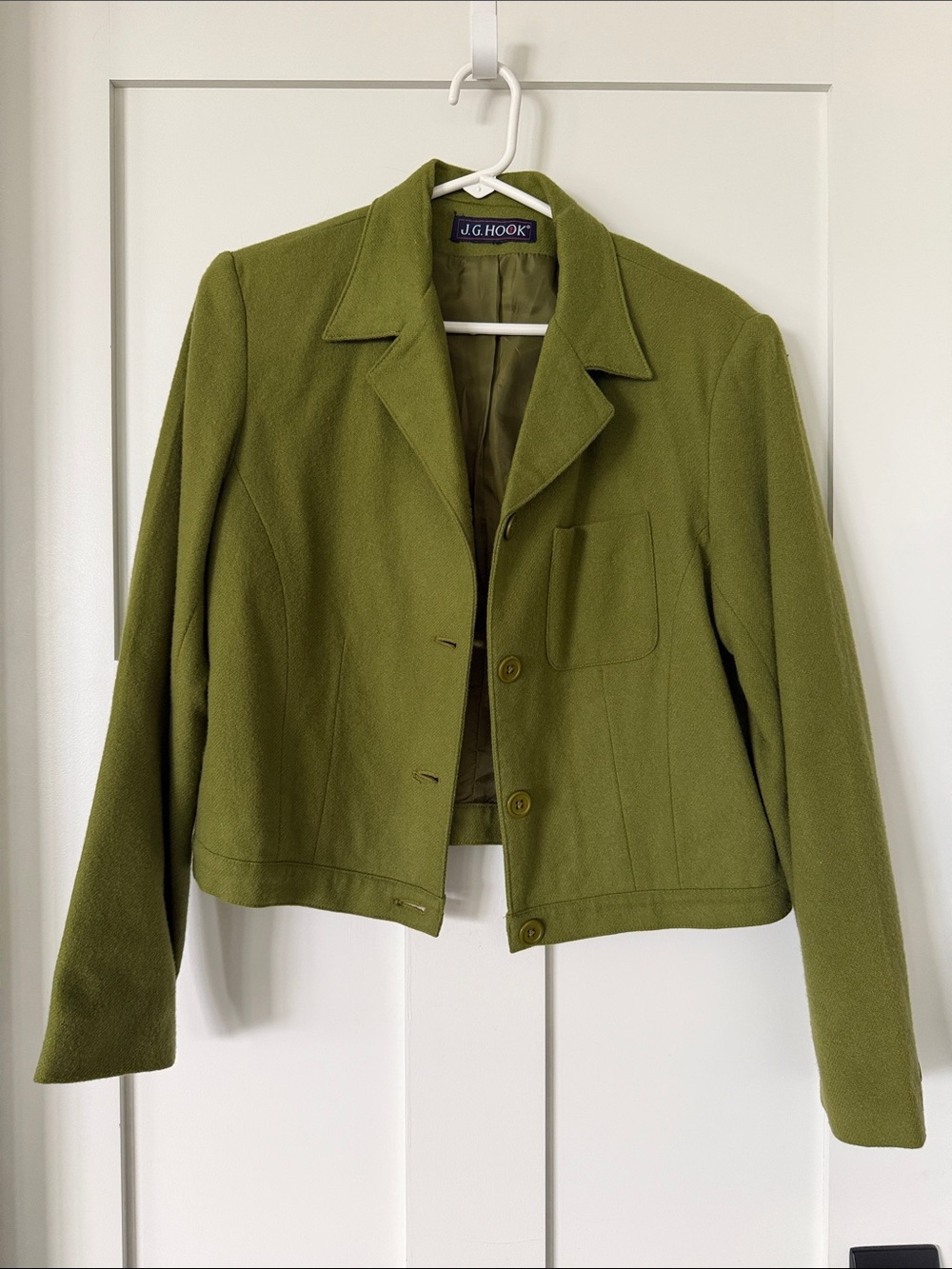 J.G. Hook Olive Green Tailored Wool-Blend Suit Jacket